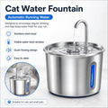 2.2L Stainless Steel Cat Water Fountain with LED Light & Filters