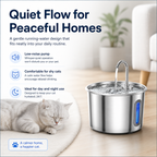 Stainless Steel Cat Water Fountain 2.2L with LED Light & 2 Filters