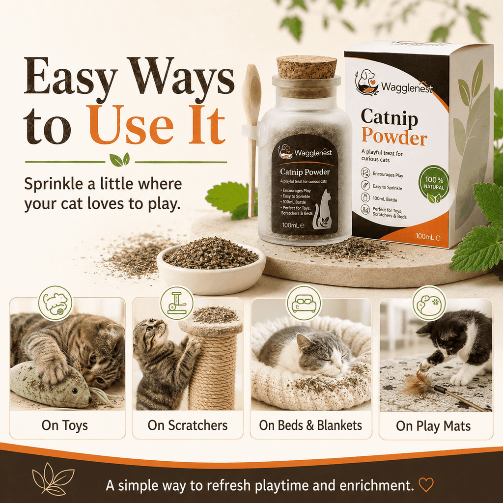 WaggleNest Natural Catnip Powder for Cats – 100ml with Spoon - wagglenest