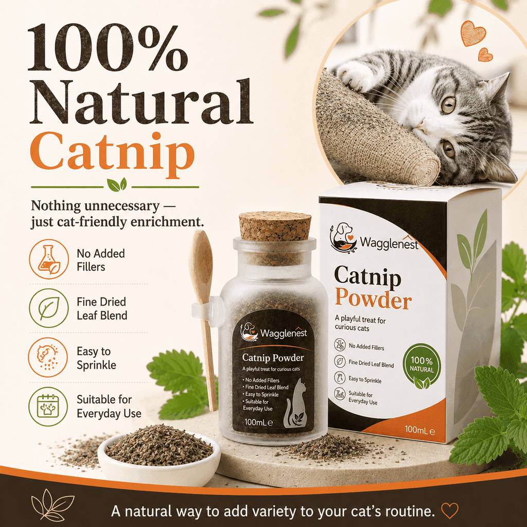 WaggleNest Natural Catnip Powder for Cats – 100ml with Spoon - wagglenest