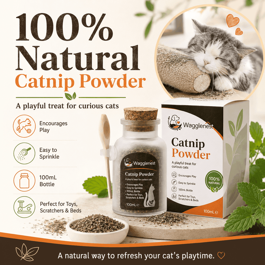 WaggleNest Natural Catnip Powder for Cats – 100ml with Spoon - wagglenest