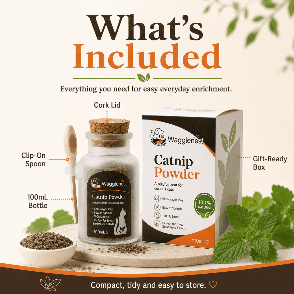 WaggleNest Natural Catnip Powder for Cats – 100ml with Spoon - wagglenest